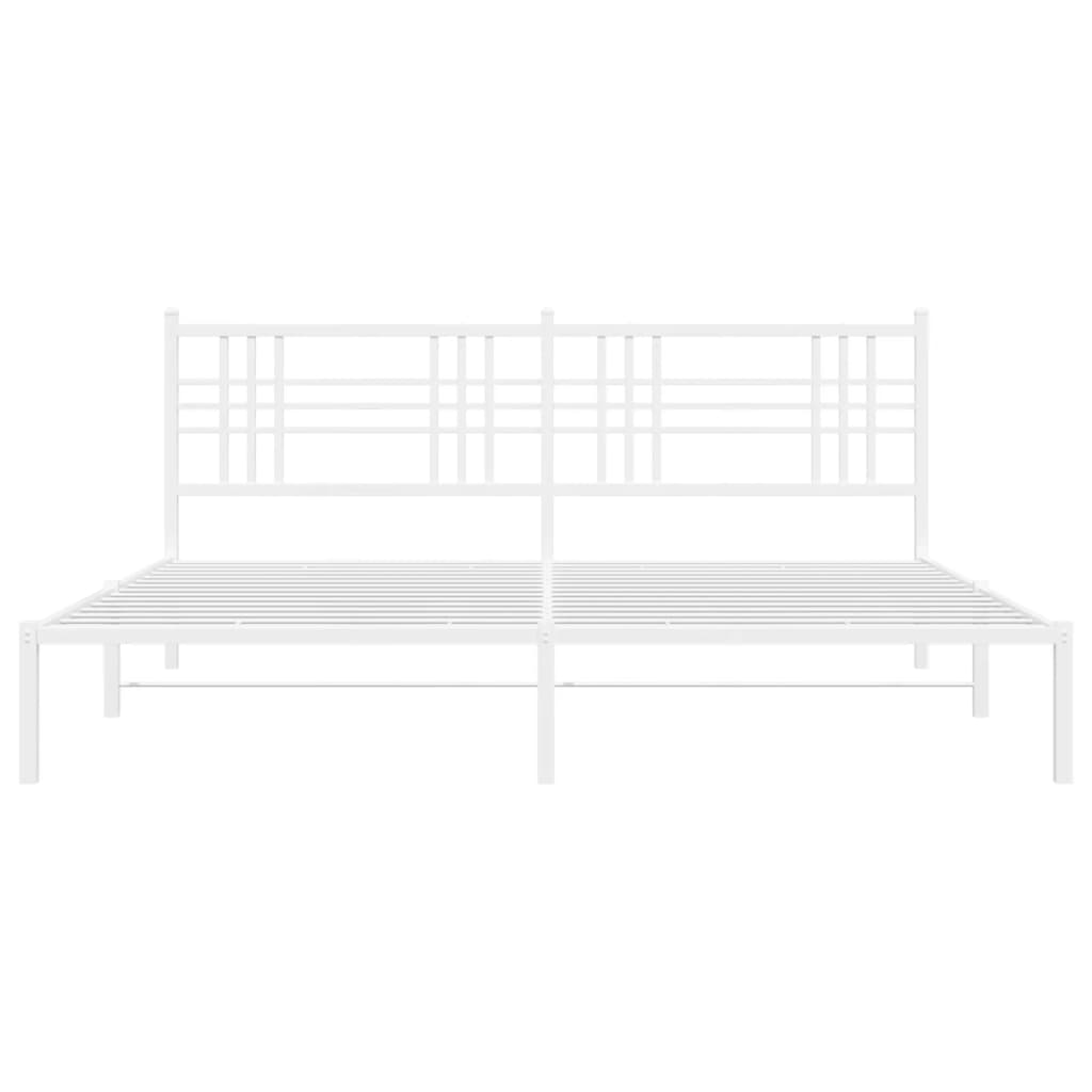 Bedframe met hoofdbord metaal wit 193x203 cm