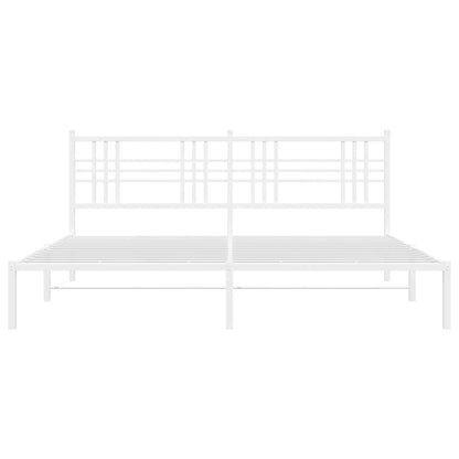 Bedframe met hoofdbord metaal wit 193x203 cm