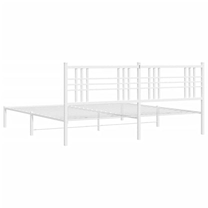 Bedframe met hoofdbord metaal wit 193x203 cm