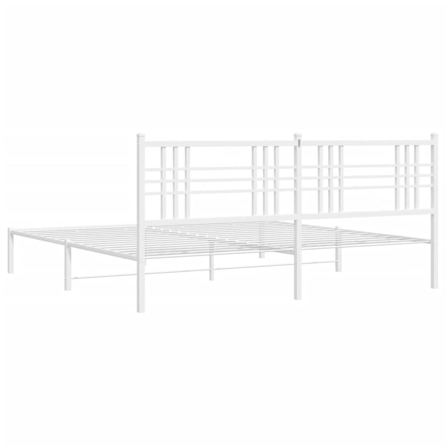 Bedframe met hoofdbord metaal wit 193x203 cm