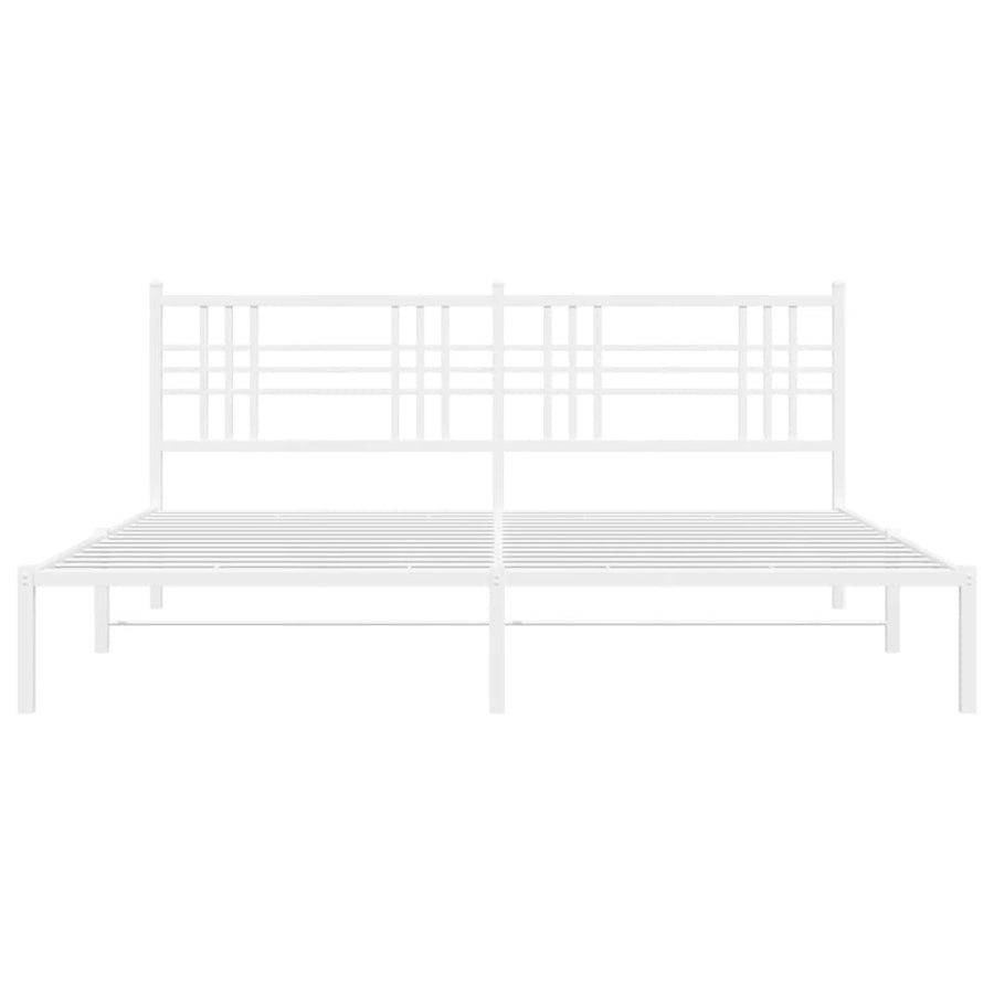 Bedframe met hoofdbord metaal wit 200x200 cm