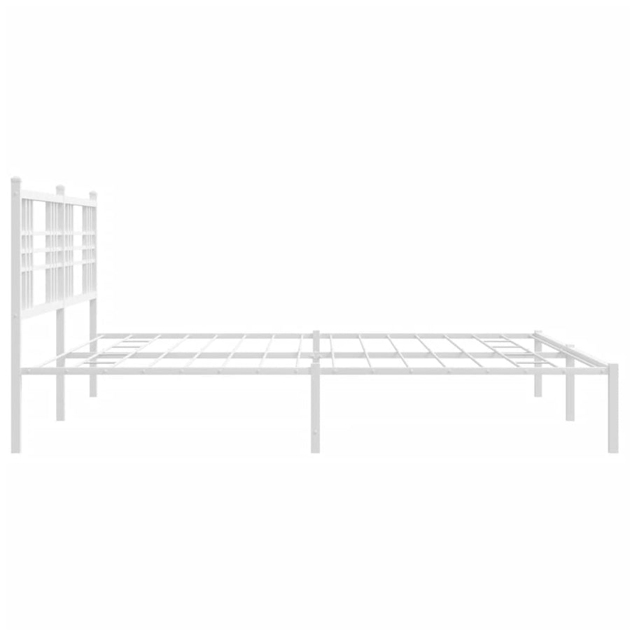 Bedframe met hoofdbord metaal wit 200x200 cm