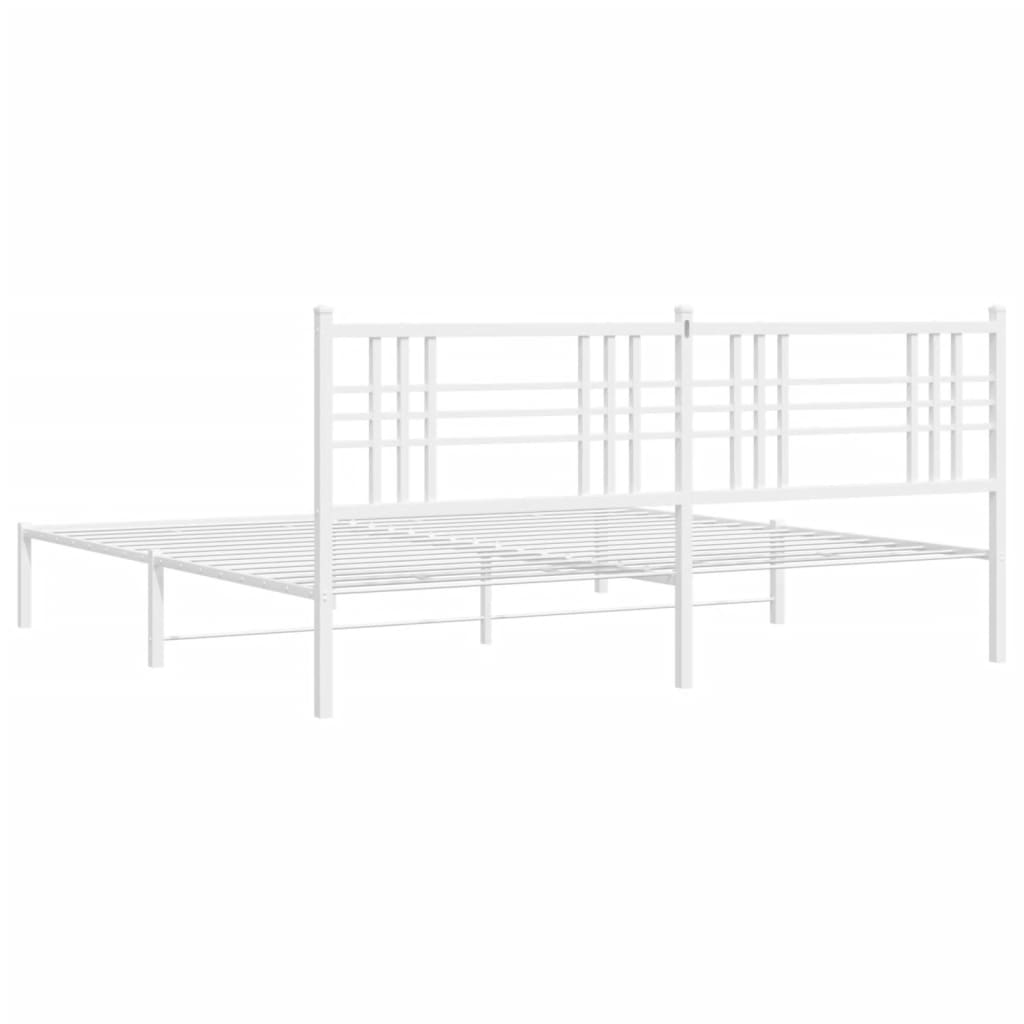 Bedframe met hoofdbord metaal wit 200x200 cm