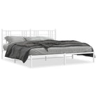 Bedframe met hoofdbord metaal wit 200x200 cm