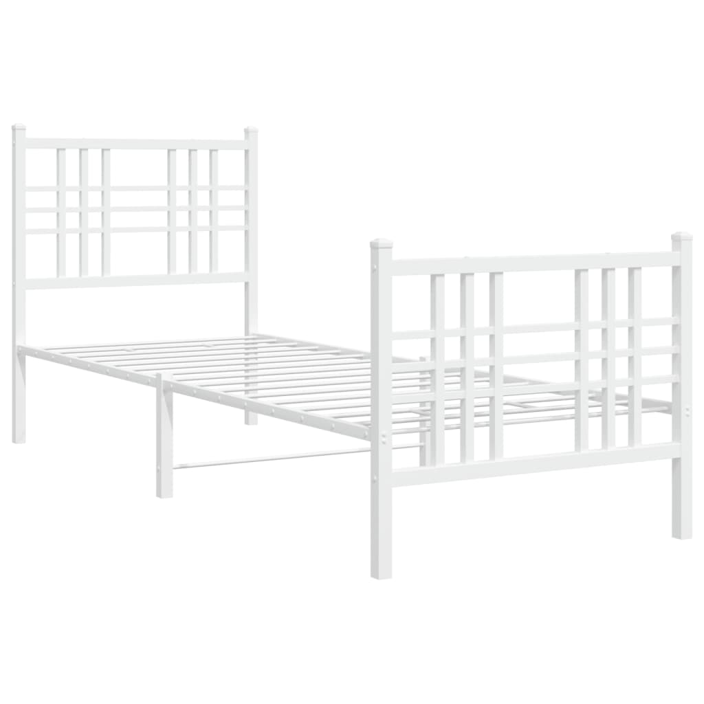 Bedframe met hoofd- en voeteneinde metaal wit 80x200 cm
