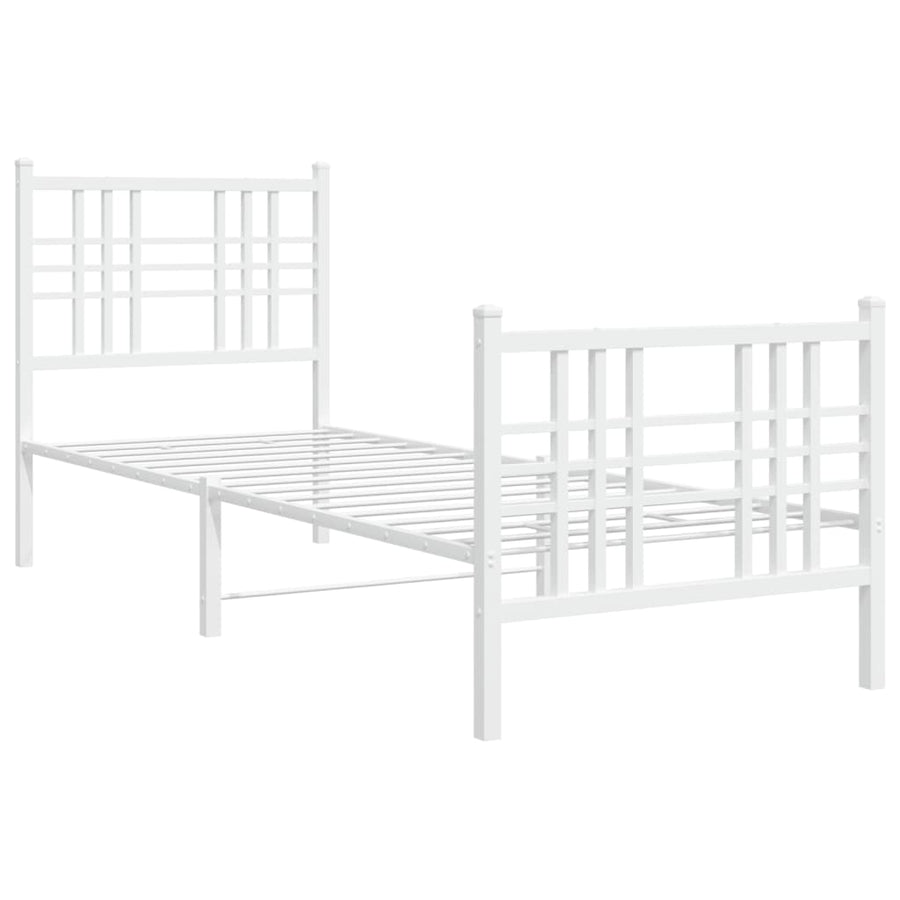 Bedframe met hoofd- en voeteneinde metaal wit 80x200 cm