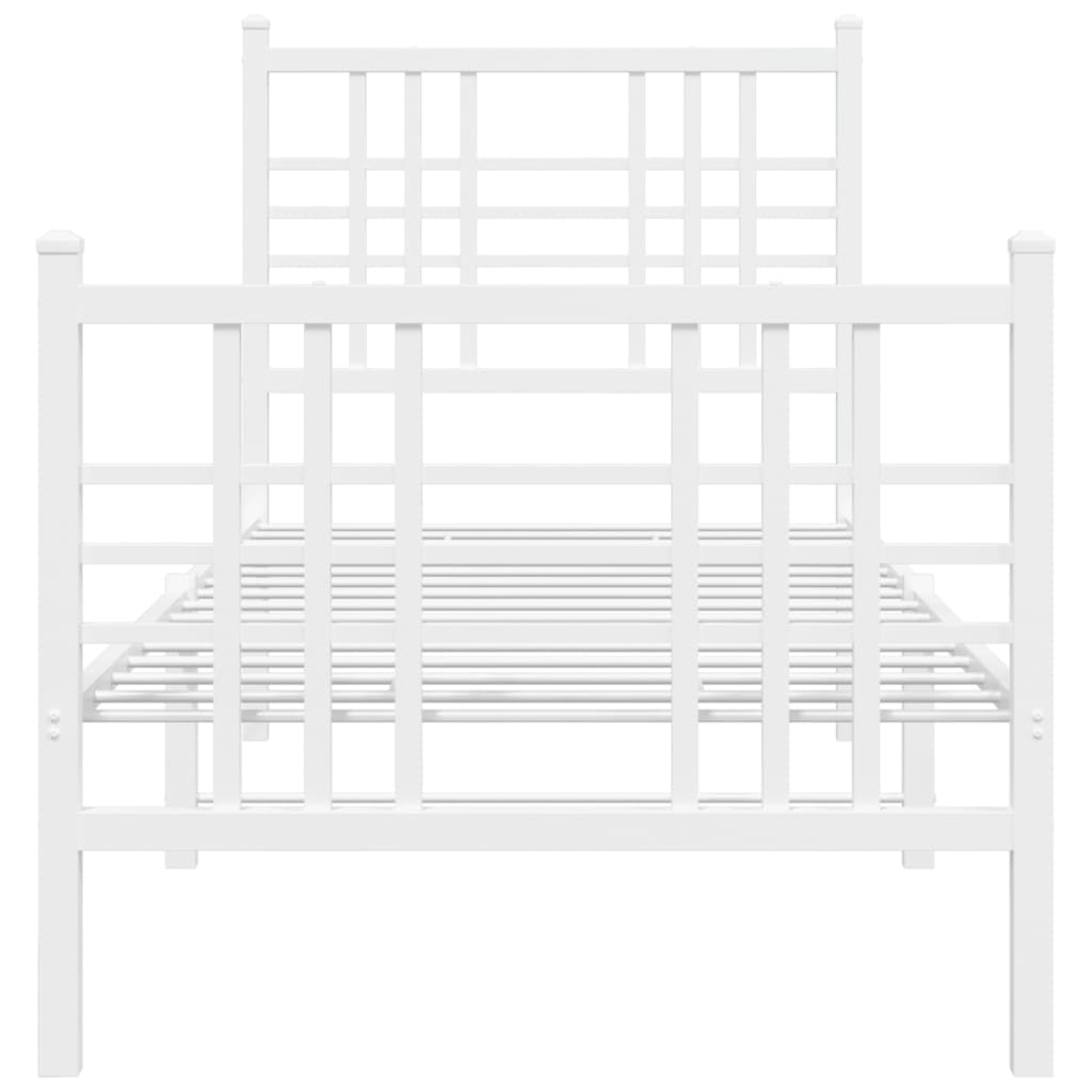 Bedframe met hoofd- en voeteneinde metaal wit 80x200 cm