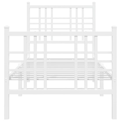 Bedframe met hoofd- en voeteneinde metaal wit 80x200 cm