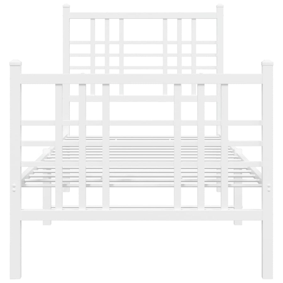 Bedframe met hoofd- en voeteneinde metaal wit 80x200 cm