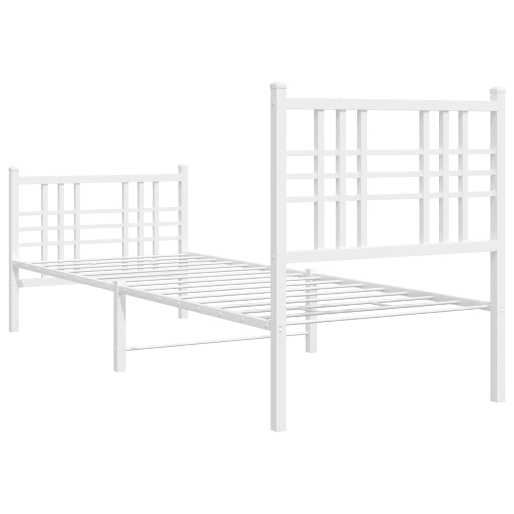 Bedframe met hoofd- en voeteneinde metaal wit 80x200 cm