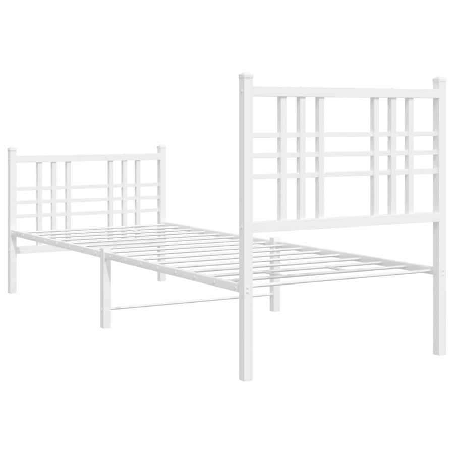 Bedframe met hoofd- en voeteneinde metaal wit 80x200 cm