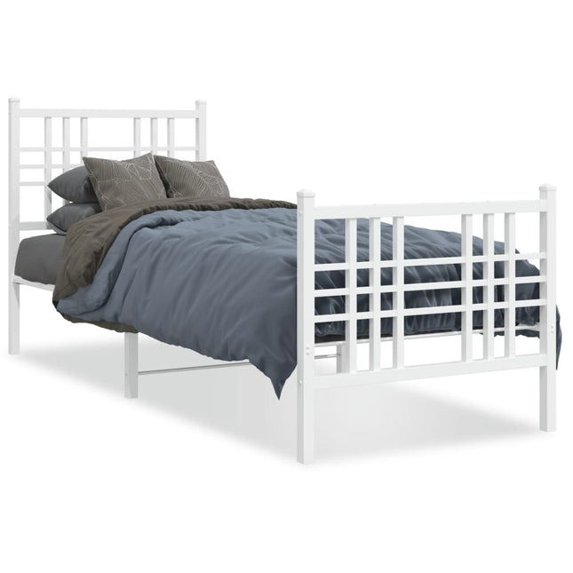 Bedframe met hoofd- en voeteneinde metaal wit 80x200 cm