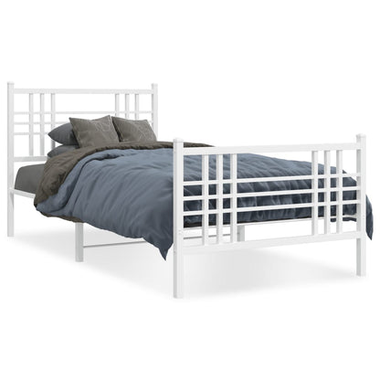 Bedframe Met Hoofd- En Voeteneinde Metaal 90 x 190 cm Wit