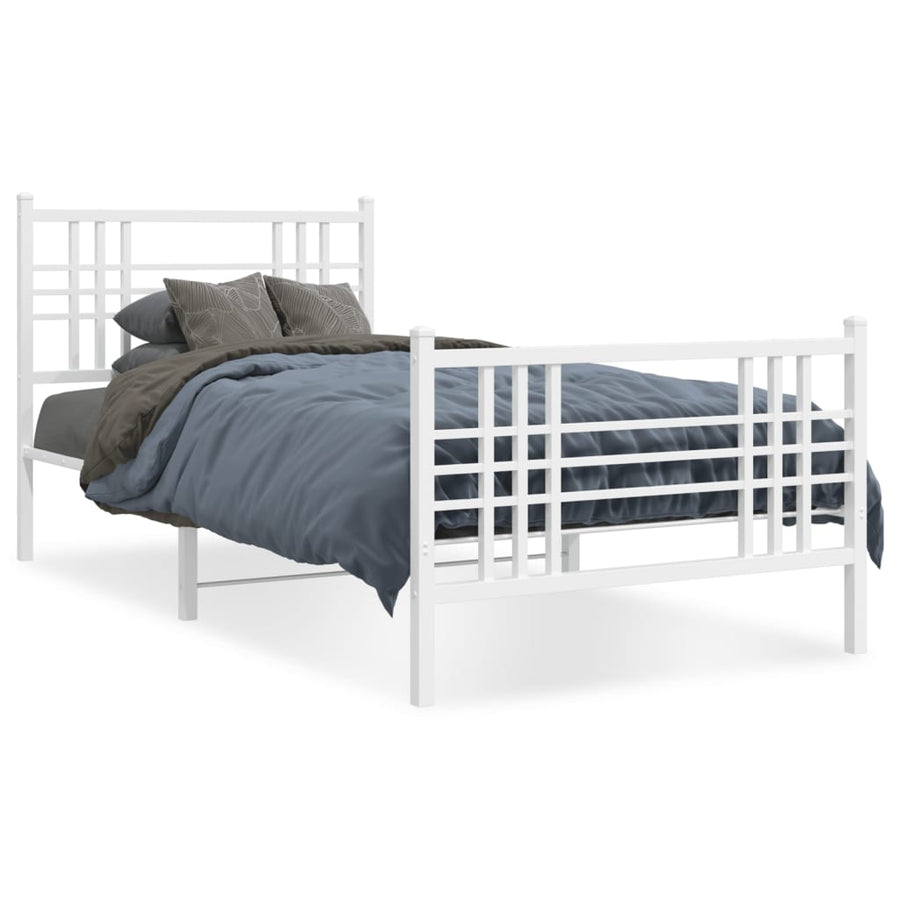 Bedframe Met Hoofd- En Voeteneinde Metaal 90 x 190 cm Wit