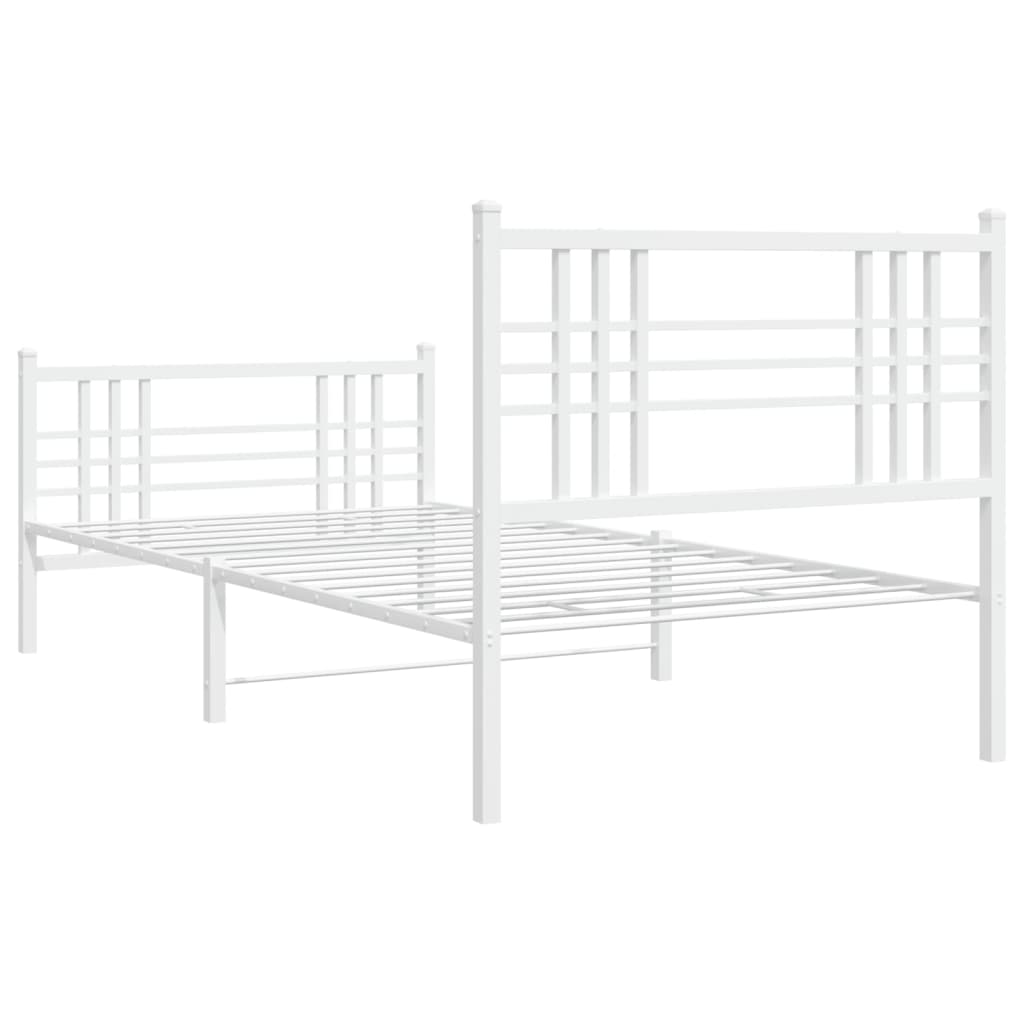 Bedframe Met Hoofd- En Voeteneinde Metaal 90 x 190 cm Wit