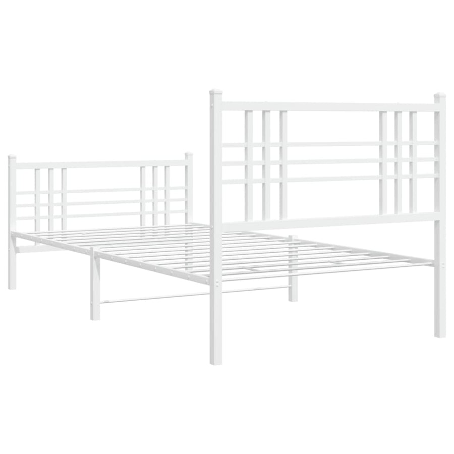Bedframe Met Hoofd- En Voeteneinde Metaal 90 x 190 cm Wit