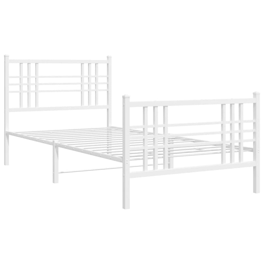 Bedframe met hoofd- en voeteneinde metaal wit 90x200 cm