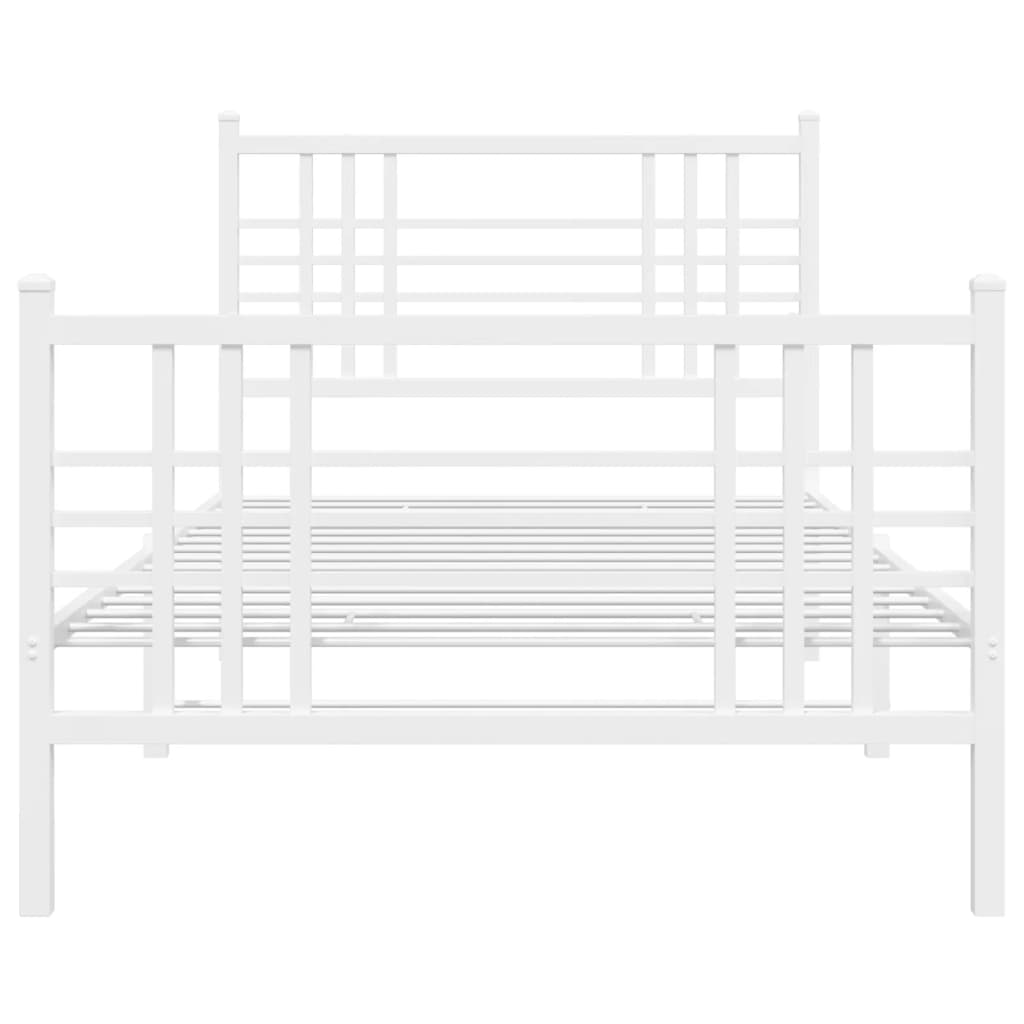 Bedframe met hoofd- en voeteneinde metaal wit 90x200 cm