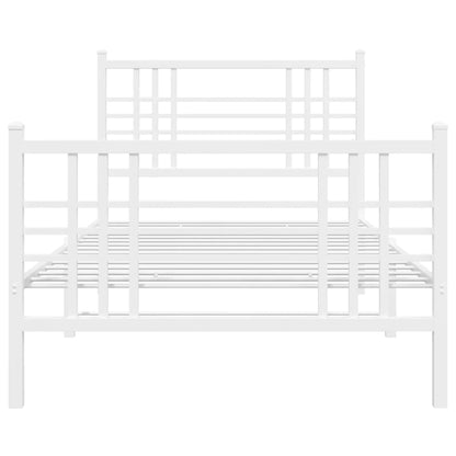 Bedframe met hoofd- en voeteneinde metaal wit 90x200 cm