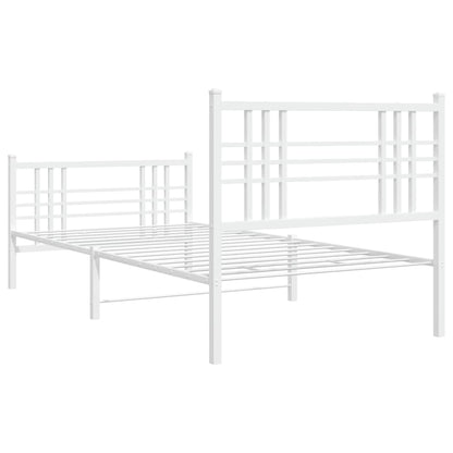 Bedframe met hoofd- en voeteneinde metaal wit 90x200 cm