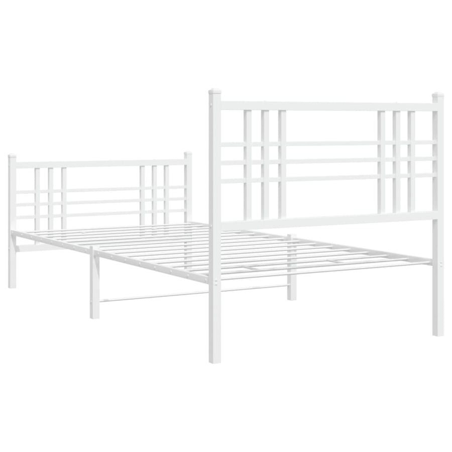 Bedframe met hoofd- en voeteneinde metaal wit 90x200 cm