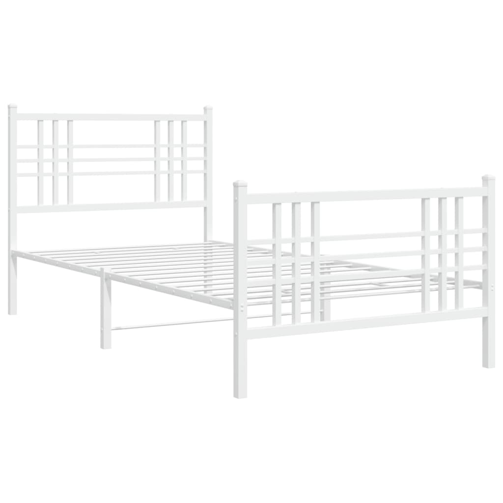 Bedframe met hoofd- en voeteneinde metaal wit 107x203 cm
