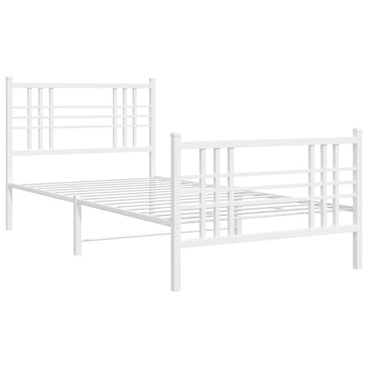 Bedframe met hoofd- en voeteneinde metaal wit 107x203 cm