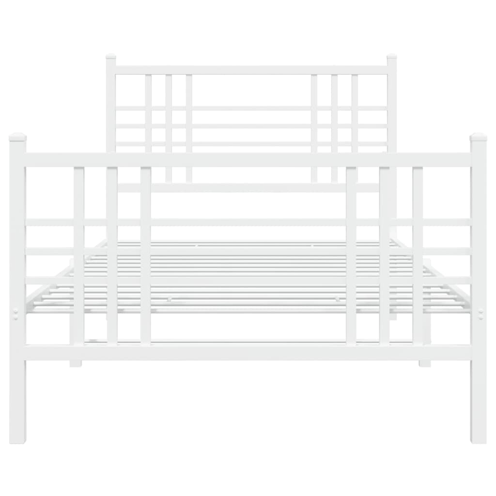 Bedframe met hoofd- en voeteneinde metaal wit 107x203 cm