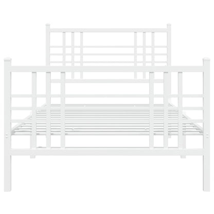 Bedframe met hoofd- en voeteneinde metaal wit 107x203 cm