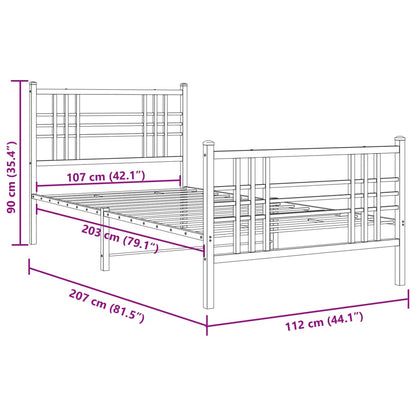 Bedframe met hoofd- en voeteneinde metaal wit 107x203 cm