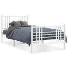Bed frame with headboard and footboard metal white 107x203 cm
