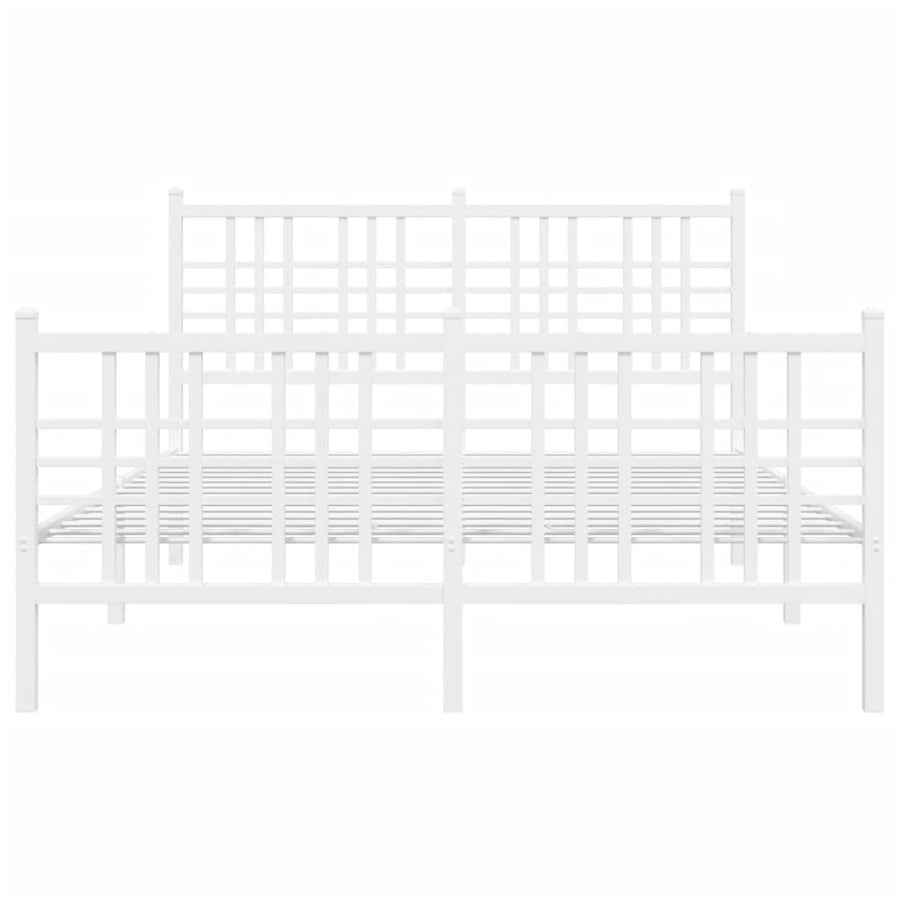 Bedframe met hoofd- en voeteneinde metaal wit 120 x 190 cm