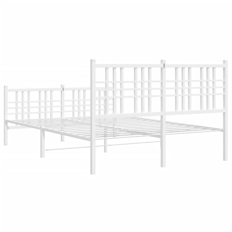 Bedframe met hoofd- en voeteneinde metaal wit 120 x 190 cm