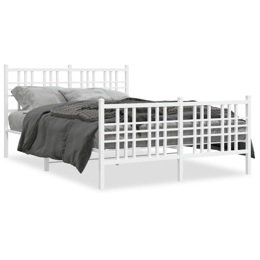 Bedframe met hoofd- en voeteneinde metaal wit 120 x 190 cm
