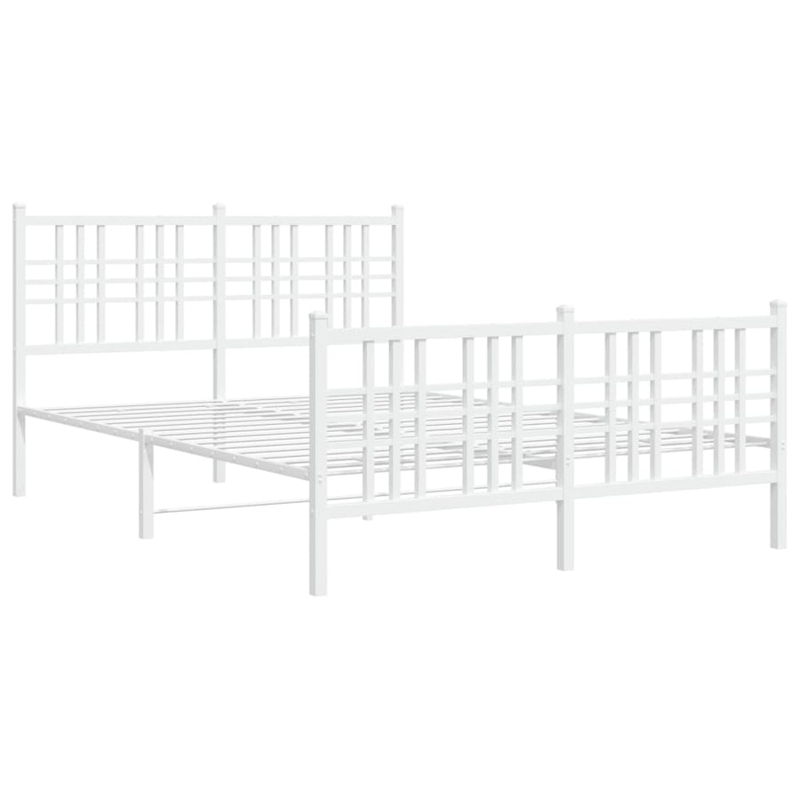 Bedframe met hoofd- en voeteneinde metaal wit 120x200 cm