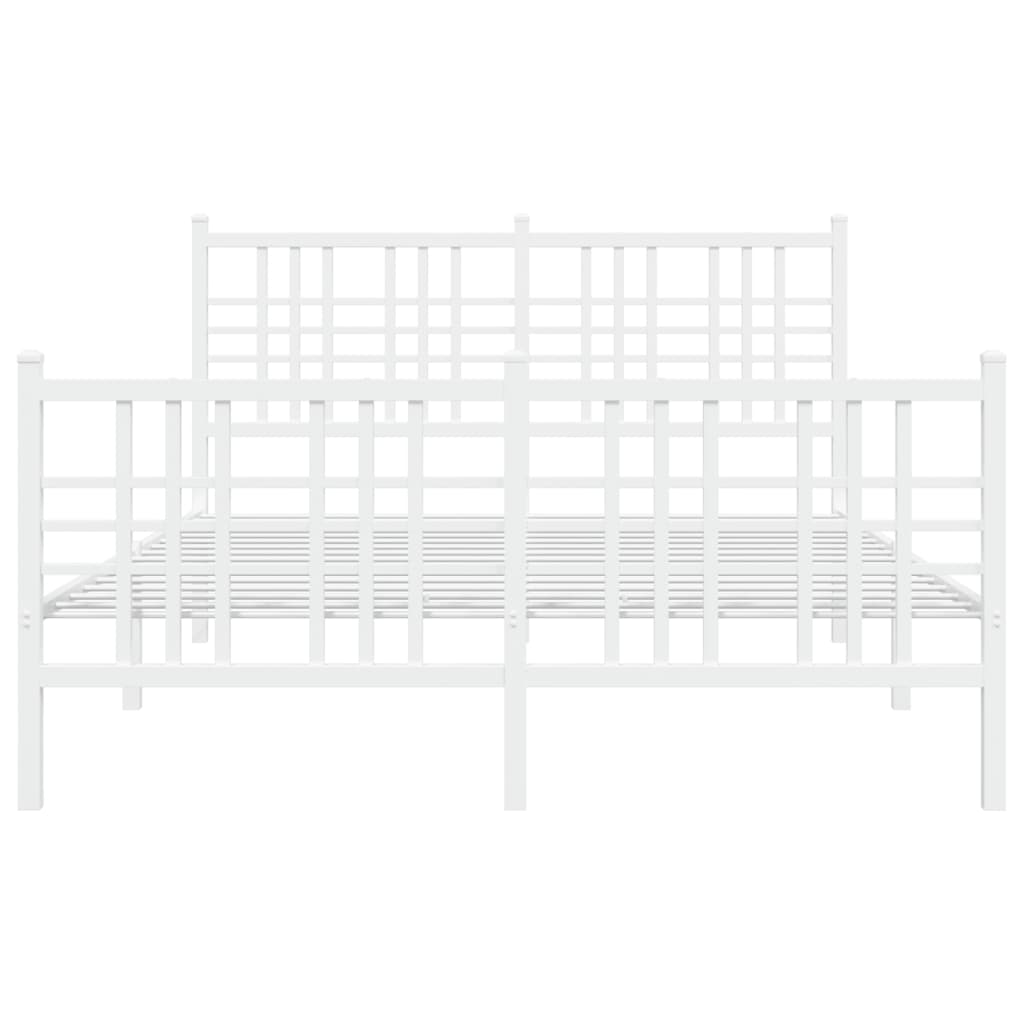 Bedframe met hoofd- en voeteneinde metaal wit 137x190 cm