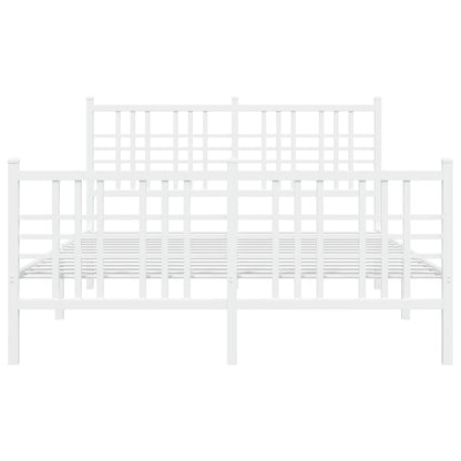 Bedframe met hoofd- en voeteneinde metaal wit 137x190 cm