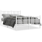 Bed frame with headboard and footboard metal white 137x190 cm