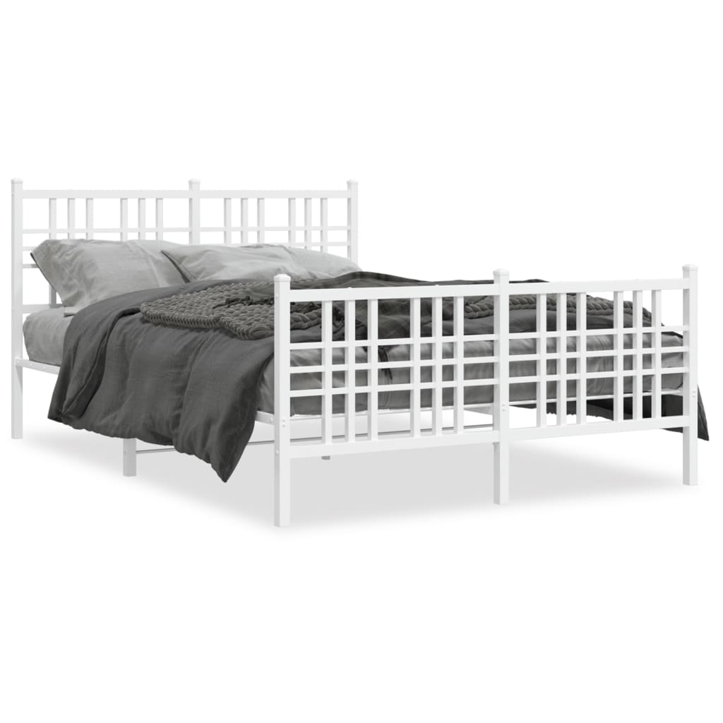 Bedframe met hoofd- en voeteneinde metaal wit 137x190 cm