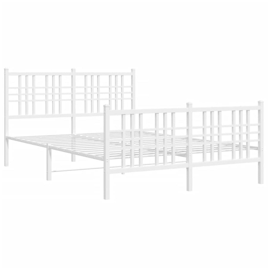 Bedframe met hoofd- en voeteneinde metaal wit 140x190 cm