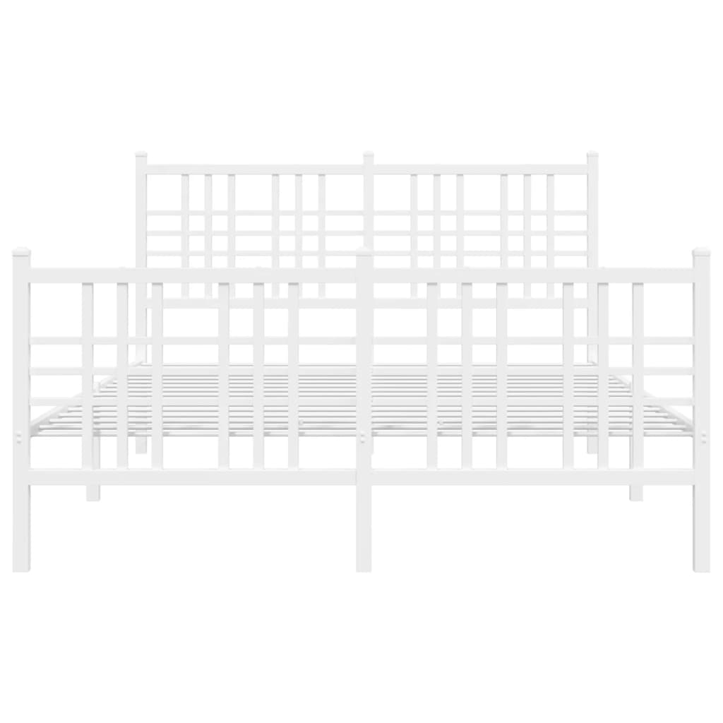 Bedframe met hoofd- en voeteneinde metaal wit 140x190 cm
