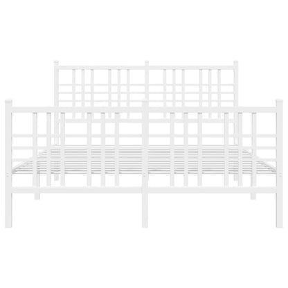 Bedframe met hoofd- en voeteneinde metaal wit 140x190 cm