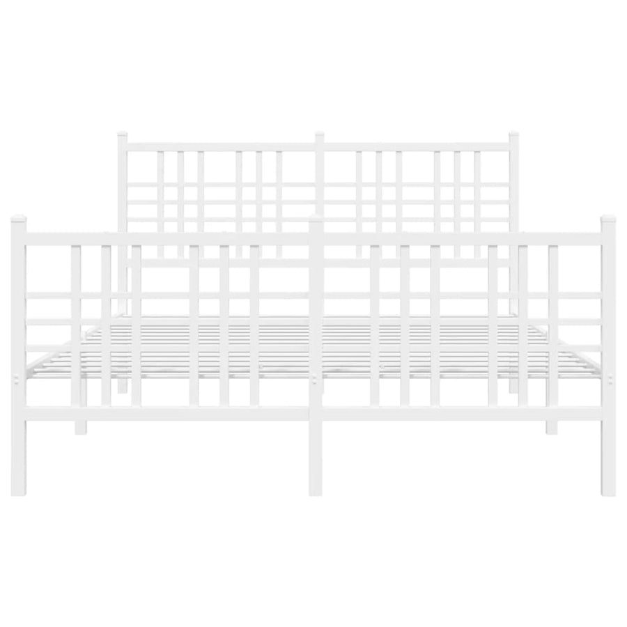 Bedframe met hoofd- en voeteneinde metaal wit 140x190 cm