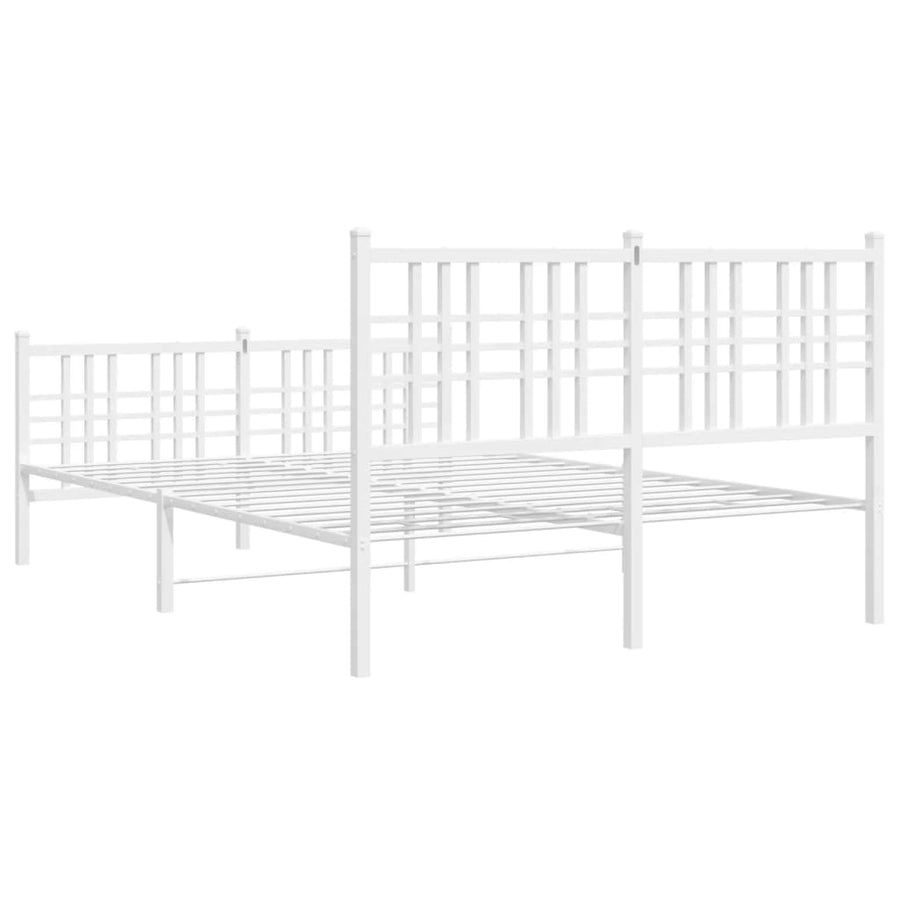 Bedframe met hoofd- en voeteneinde metaal wit 140x190 cm