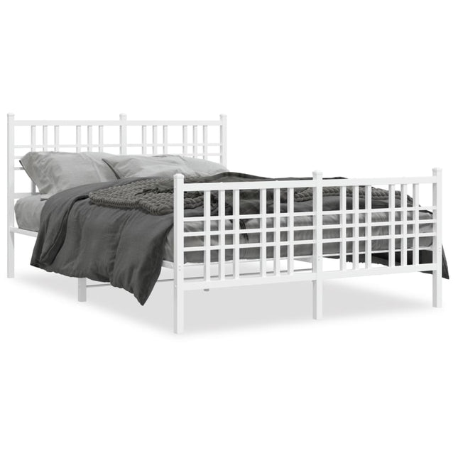 Bedframe met hoofd- en voeteneinde metaal wit 140x190 cm