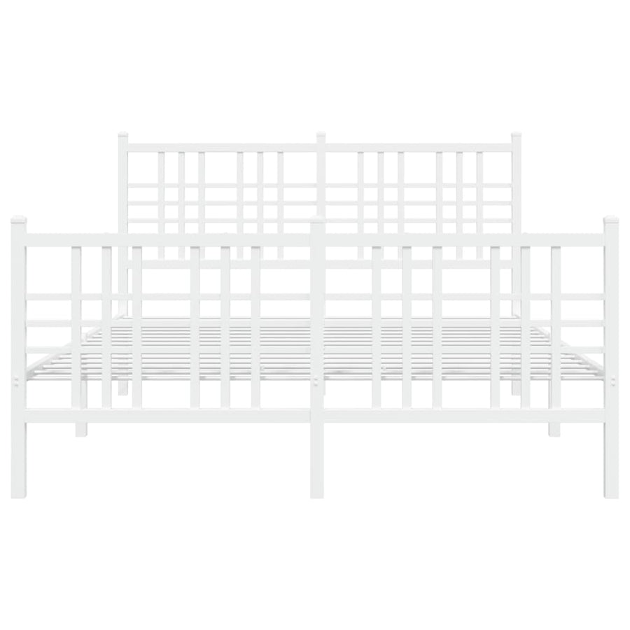 Bedframe met hoofd- en voeteneinde metaal wit 140x200 cm