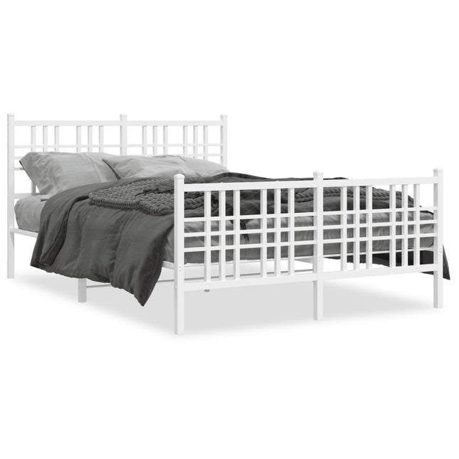 Bedframe met hoofd- en voeteneinde metaal wit 140x200 cm