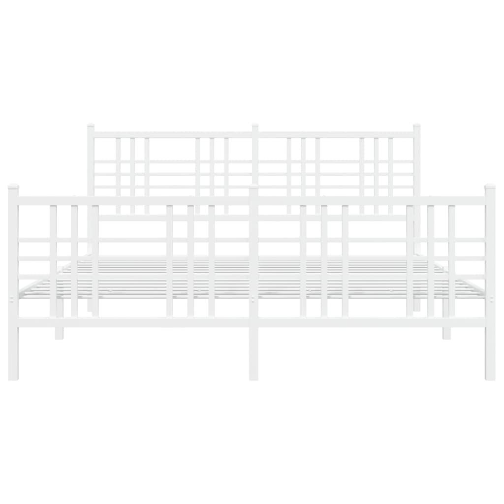 Bedframe met hoofd- en voeteneinde metaal wit 150x200 cm