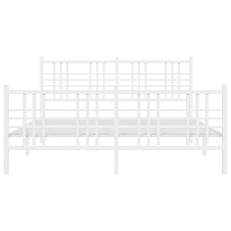 Bedframe met hoofd- en voeteneinde metaal wit 150x200 cm