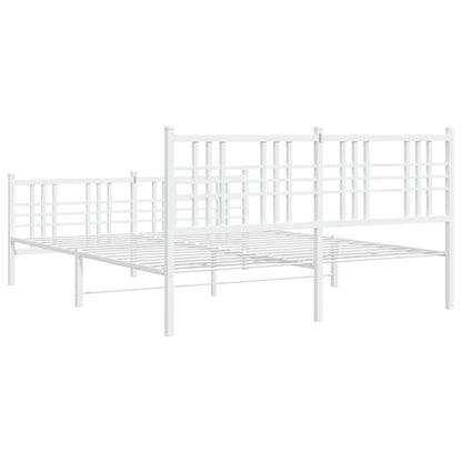 Bedframe met hoofd- en voeteneinde metaal wit 150x200 cm